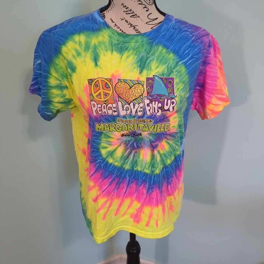 JIMMY BUFFETT MARGARITAVILLE TIE DYE PEACE LOVE T SHIRT YOUTH Large new York